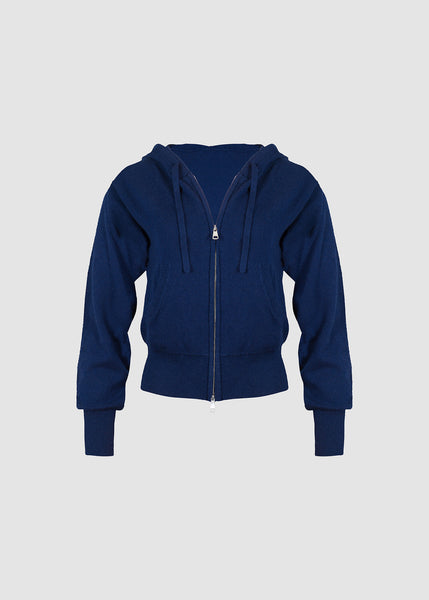 Cashmere Hoodie Jacket in Dark Navy – ZODIAQUE STUDIOS